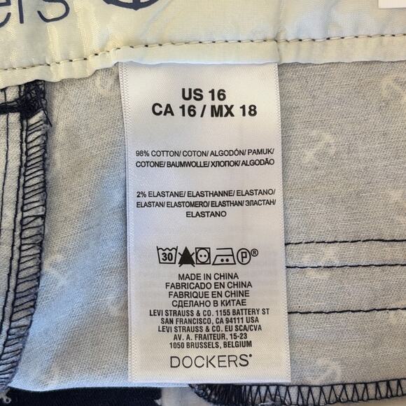 Dockers Navy Blue Nautical Allover Anchor Chino Shorts Preppy Womens 16 NEW NWT - Picture 6 of 7